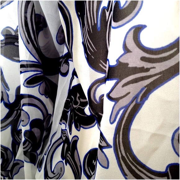 EXPRESS Tie Neck Sheer Blouse Bodysuit Deep V Neck - Picture 3 of 7